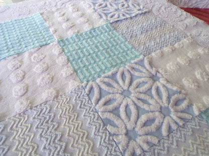 refreshing spa 6" chenille fabric squares, set of 16 aqua, white, blue quilt blocks for quilting, sewing & crafts
