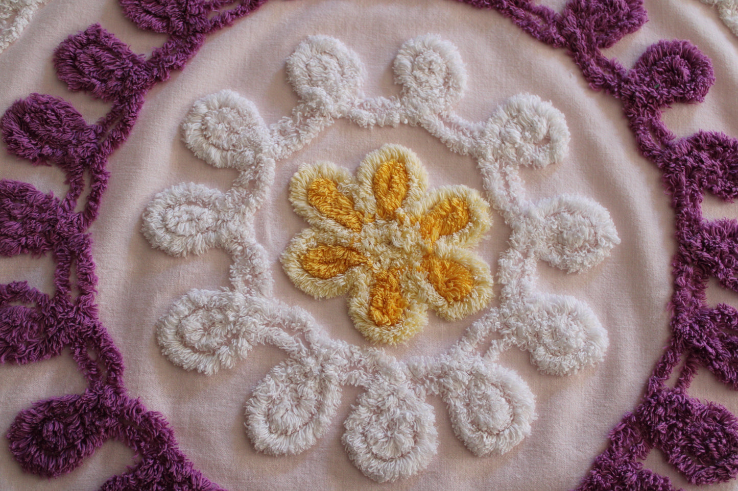 Cherished Soft Pink Birthday Cake Vintage Chenille Quilt FABRIC, 24" x 25" Piece, Thin Lightweight Cotton