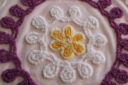 Cherished Soft Pink Birthday Cake Vintage Chenille Quilt FABRIC, 24" x 25" Piece, Thin Lightweight Cotton