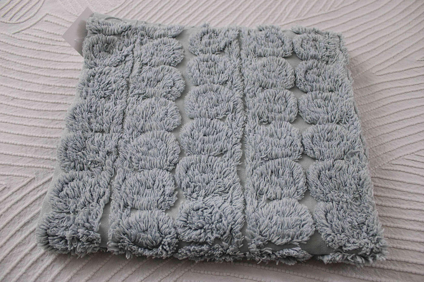 Tranquil Velvety Plush Swirls Vintage Chenille Bedspread Quilt Fabric, 22" x 25" inch Piece; Stardust Blue Curlicues
