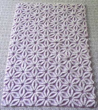 Spring Lavender Vintage Chenille Fabric in Lilac Purple & Fluffy White Daisy, 19" x 25" inch Piece, Lovely in Quilts
