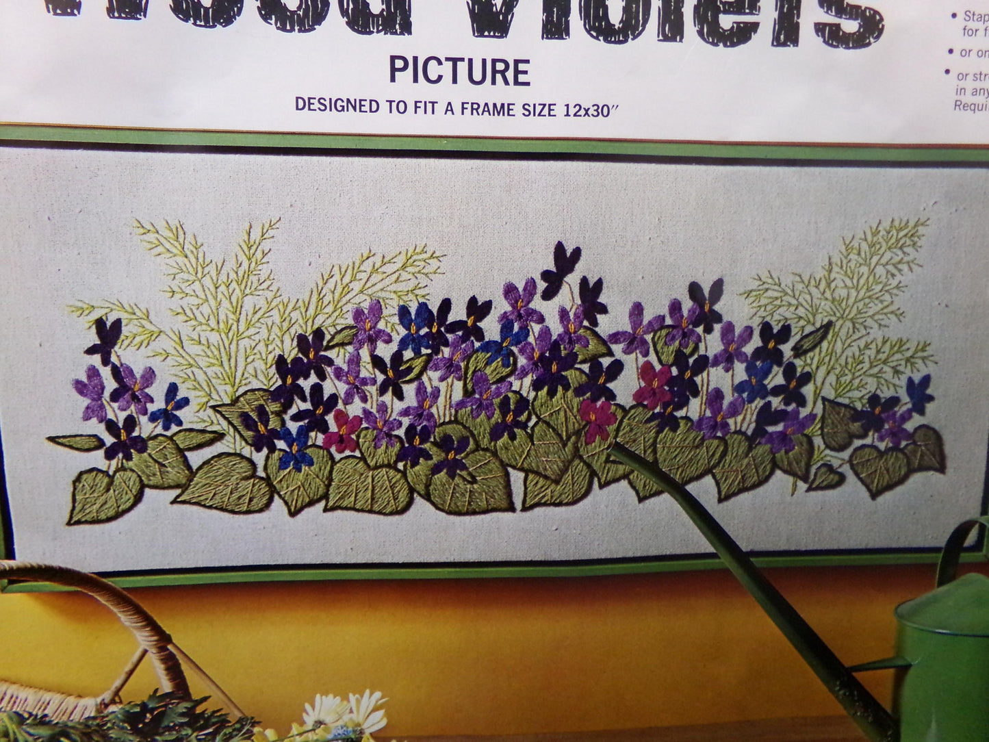 WOOD VIOLETS Paragon Needlecraft CREWEL Embroidery Kit #0213 ~ Hippie Vintage 70s Style Woodland Floral Wall Hanging, Barbara Sparre Design