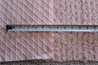 Simple Peach Glow Vintage Style Chenille Fabric, Lattice Geometric Design, 20" x 25" inch piece