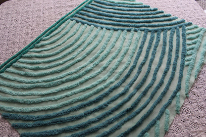 Dramatic Waves Vintage Chenille Fabric Cut from an Antique Chenille Bedspread, 20" x 26" Inch Piece, Unique Bold Design