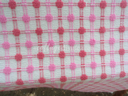 Pink Strawberry Candy Dots Vintage Woven Fabric With Raised Chenille Dot Pattern, 18" x 24" inch Piece, a Bates Design