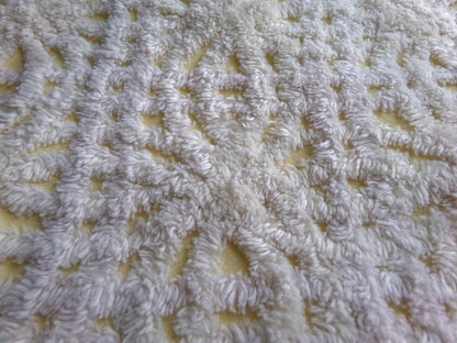 buttercup yellow vintage chenille fabric with thickly tufted spider tufts, 19" x 26" inch piece of quilt material for sewing & crafts