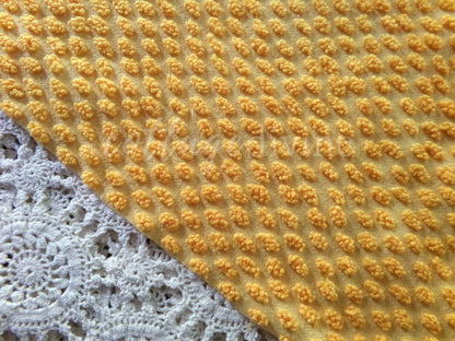 Nubby Oblong Citrus Orange Pops Vintage Chenille Fabric, 12" x 20" inch Piece, Retro 1960s, Ultra Lightweight
