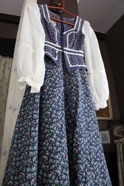 Beautiful Gunne Sax Vintage Clothing Lot 2 Dresses, Peplum Boho Floral, Prairie Midi