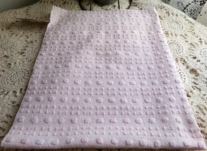 Pink Wink Vintage Chenille Fabric, Cute Tiny Dot Dash Pattern, 18" x 24" inch Piece, for Sewing Material