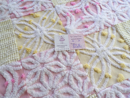 Spring Sparkle Chenille Quilt Squares Set from Vintage Bedspread Fabric, 16 Blocks, 6" x 6" inch
