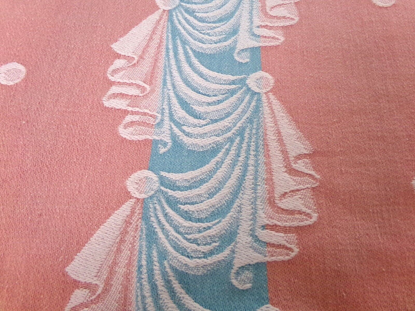 old hollywood regency style Vintage woven bedspread, pink fieldcrest twin coverlet