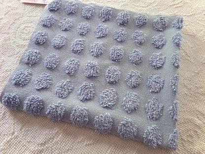 big blue coin pops chenille fabric, vintage style dots on serene blue cotton, 21" x 24" piece of sewing material for crafts & quilting
