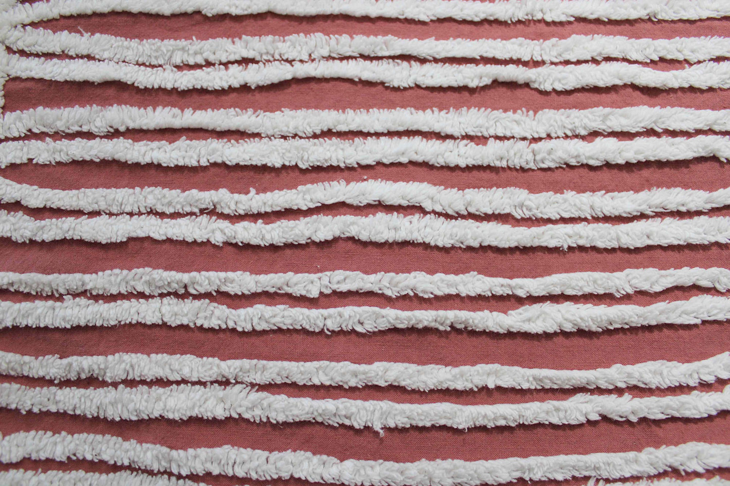 Terracotta & White Striped Vintage Chenille Fabric, Double Stripe Design, 15" x 28" inch piece of Boho Sewing Material for Quilts, Crafts