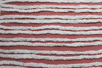 Terracotta & White Striped Vintage Chenille Fabric, Double Stripe Design, 15" x 28" inch piece of Boho Sewing Material for Quilts, Crafts