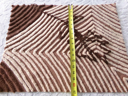 Chocolate Rose Vintage Chenille Fabric, Unique Brown & Mocha Tufting, 16.5" x 21" inch piece of sewing material for quilts, pillows, crafts
