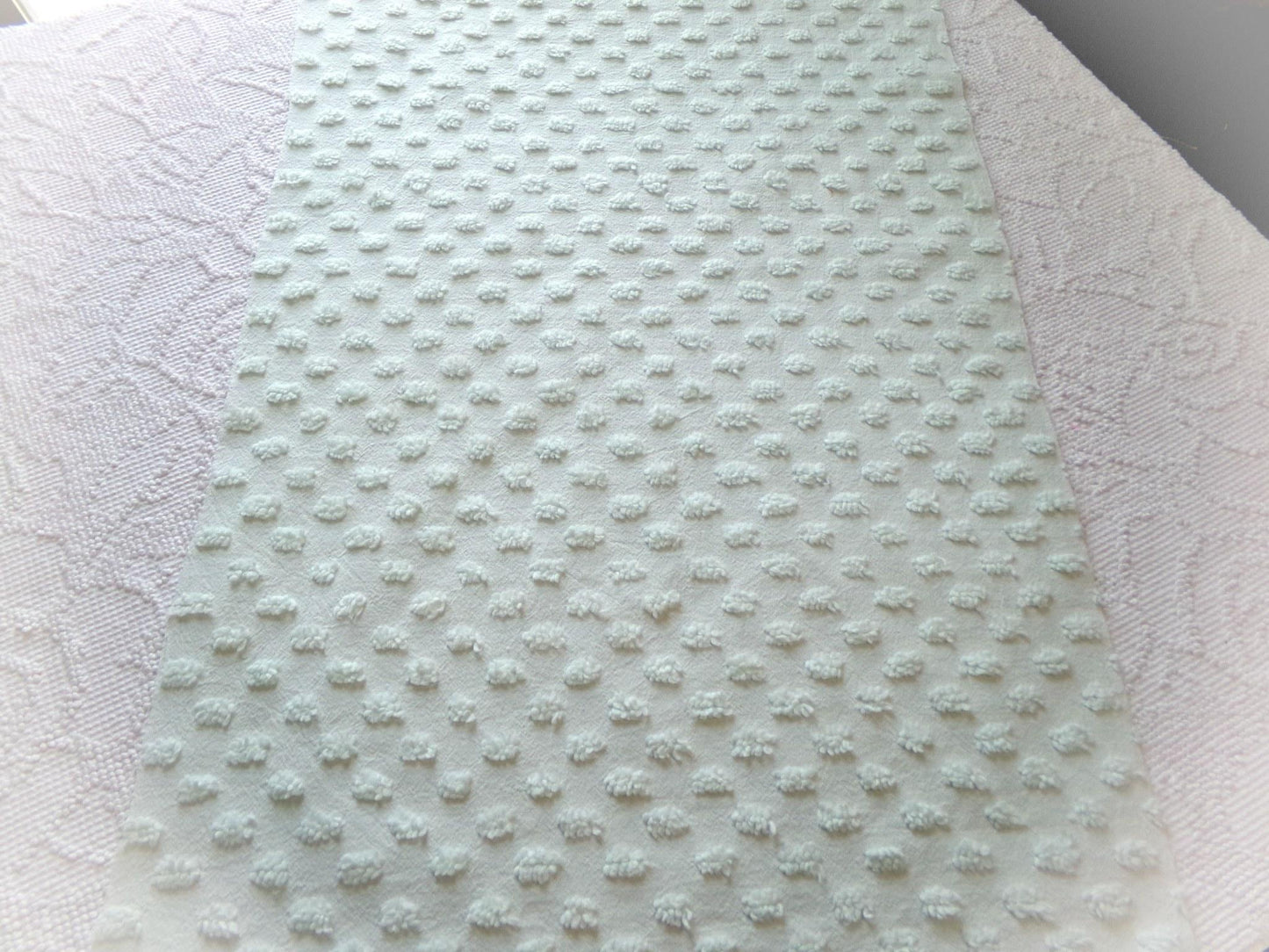 light green chenille fabric, vintage style pops design, 18" x 24" cut piece for quilts, crafts, sewing