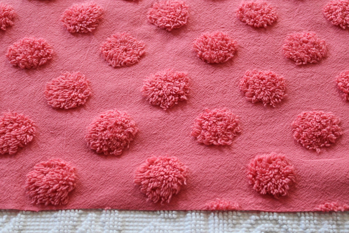 Zesty Jumbo Watermelon Pops Vintage Style Chenille Fabric, Wideset Coin Pop Design, 22" x 26" inch piece with fringe