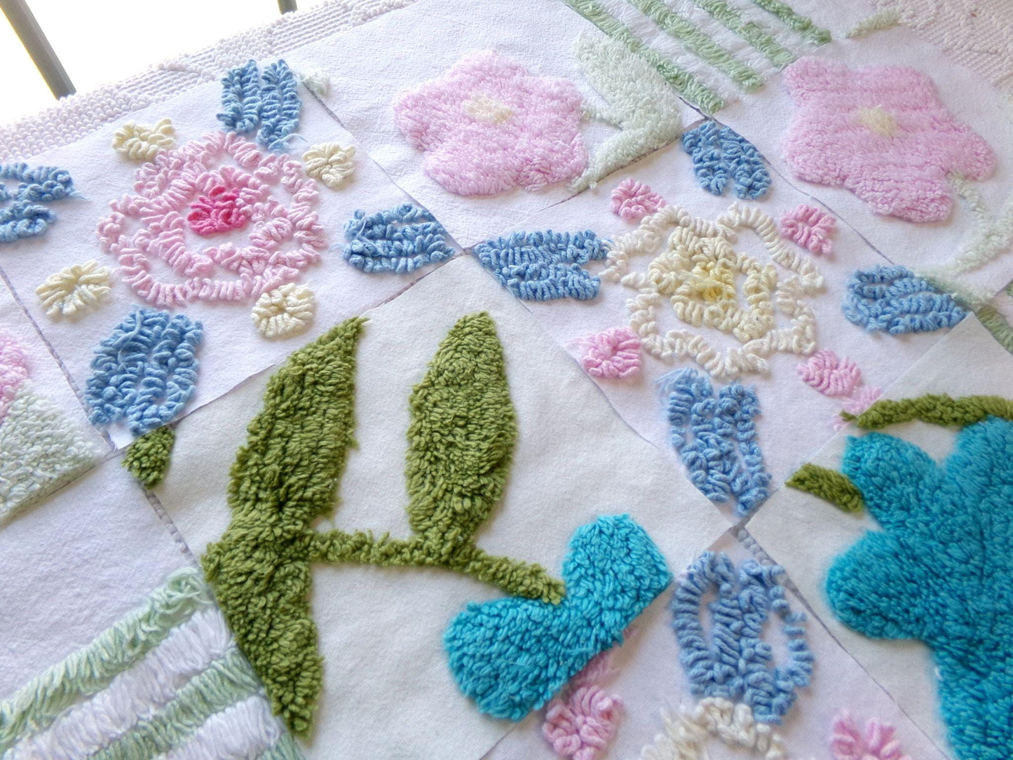 chenille fabric squares, 6" blocks in vintage style floral textured patterns, 16 piece set ideal for quilting, diy pillows, crafts, sewing