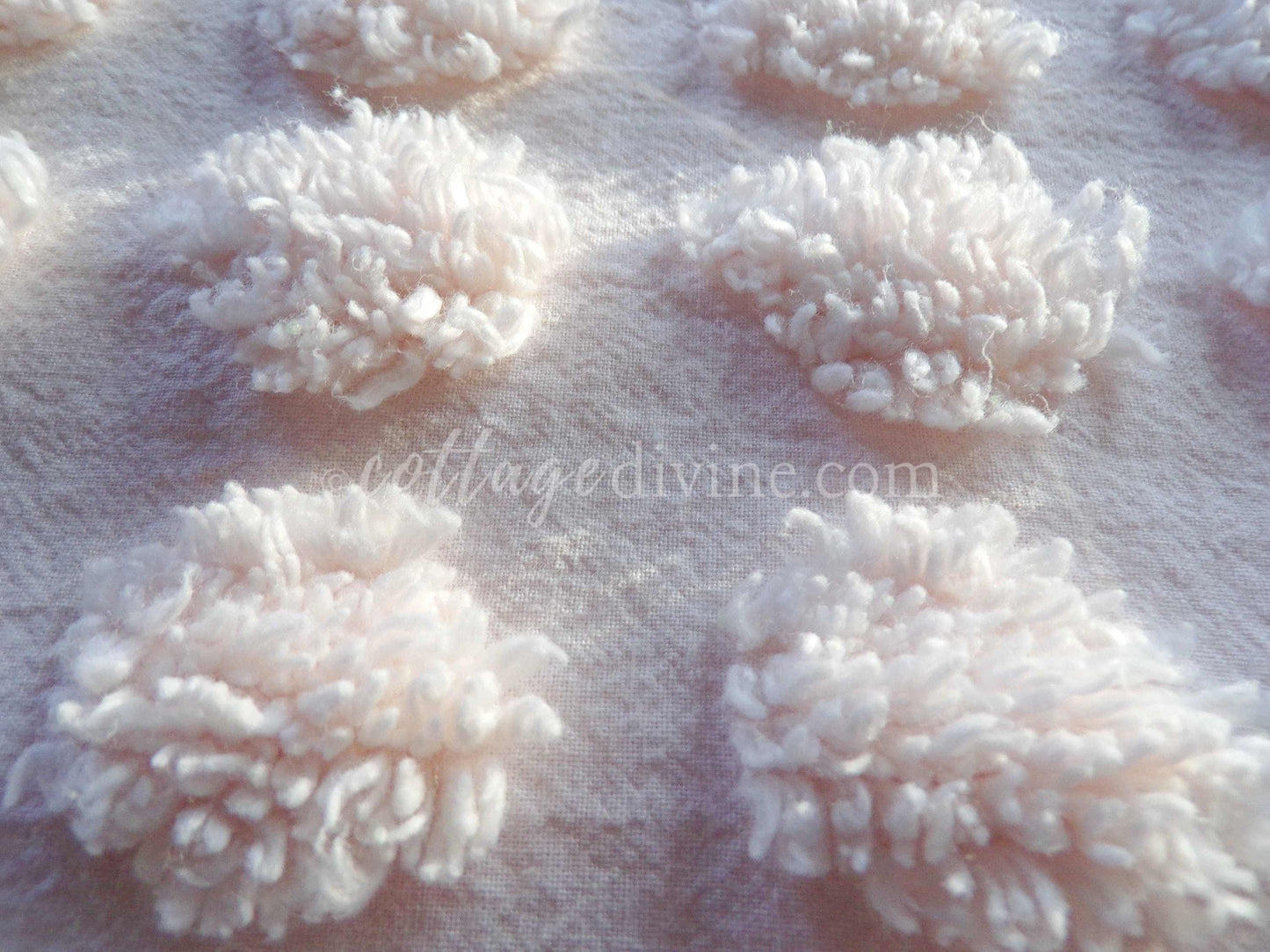 Fluffy Jumbo Coin Pops Vintage Chenille Quilt Fabric, Radiant Blush, 18" x 34" Piece, Lovely in Handmade Quilts