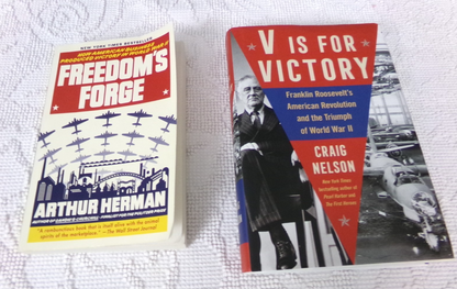 Lot of 2 WWI books: Freedoms Forge by Herman & V is for Victory by Nelson