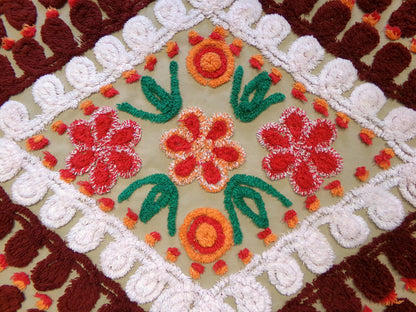 Vintage Chenille Fabric - Diamond Curlicue Floral Sewing Material 22" x 29"
