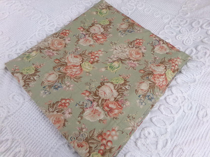 Ralph Lauren Charlotte SINGLE Curtain Panel, Vintage Sage Green Floral Window Drape, Classic Blue Label Print, USA Made Cotton