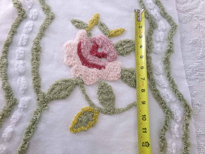 shabby rose chenille fabric, vintage victorian style sewing material, 15" x 22" inch piece, great for applique & pillows
