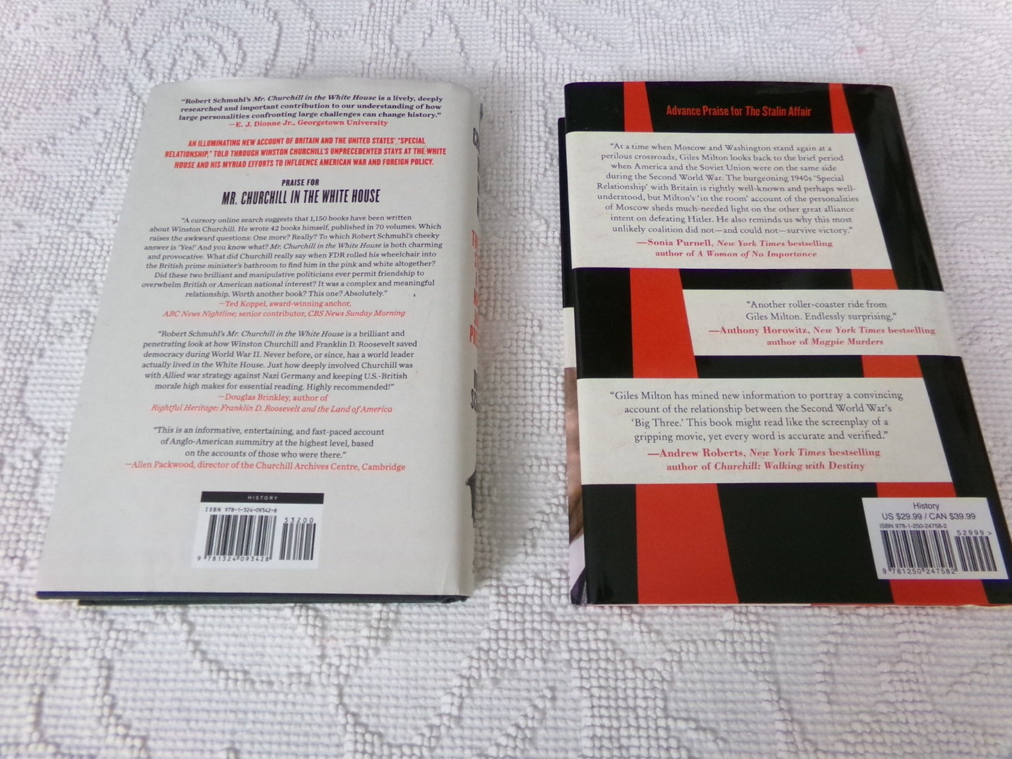 The Stalin Affair by Milton & Churchill in the White House by Schmuhl Lot of 2