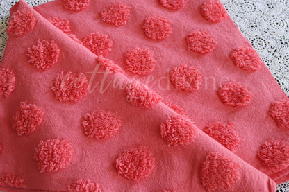 Zesty Jumbo Watermelon Pops Vintage Style Chenille Fabric, Wideset Coin Pop Design, 22" x 26" inch piece with fringe