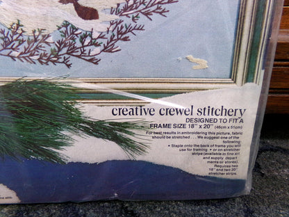 WOODLAND WATCH Whimsical Crewel Embroidery Kit, Paragon Needlecraft 0615, Winter Wonderland Nature Scene Stitchery, Polly Gottfried Design