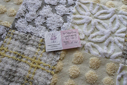 Sunshine & Clouds Chenille Quilt Squares Set, Rotary Cut from Vintage Chenille Bedspread Fabric, 16 Blocks, 6" x 6" inch each