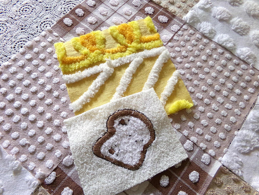 Breakfast Time Novelty Chenille Fabric Squares Set, 16 Vintage Quilt Blocks, 6" x 6" inches each, for Quilting, Sewing, DIY Pillows