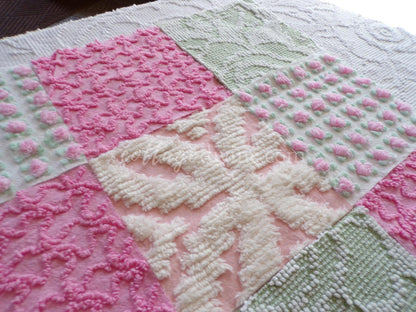 Spring Medley Vintage Quilt Squares Set from Chenille Bedspread Fabrics, 6" Blocks, Qty 16