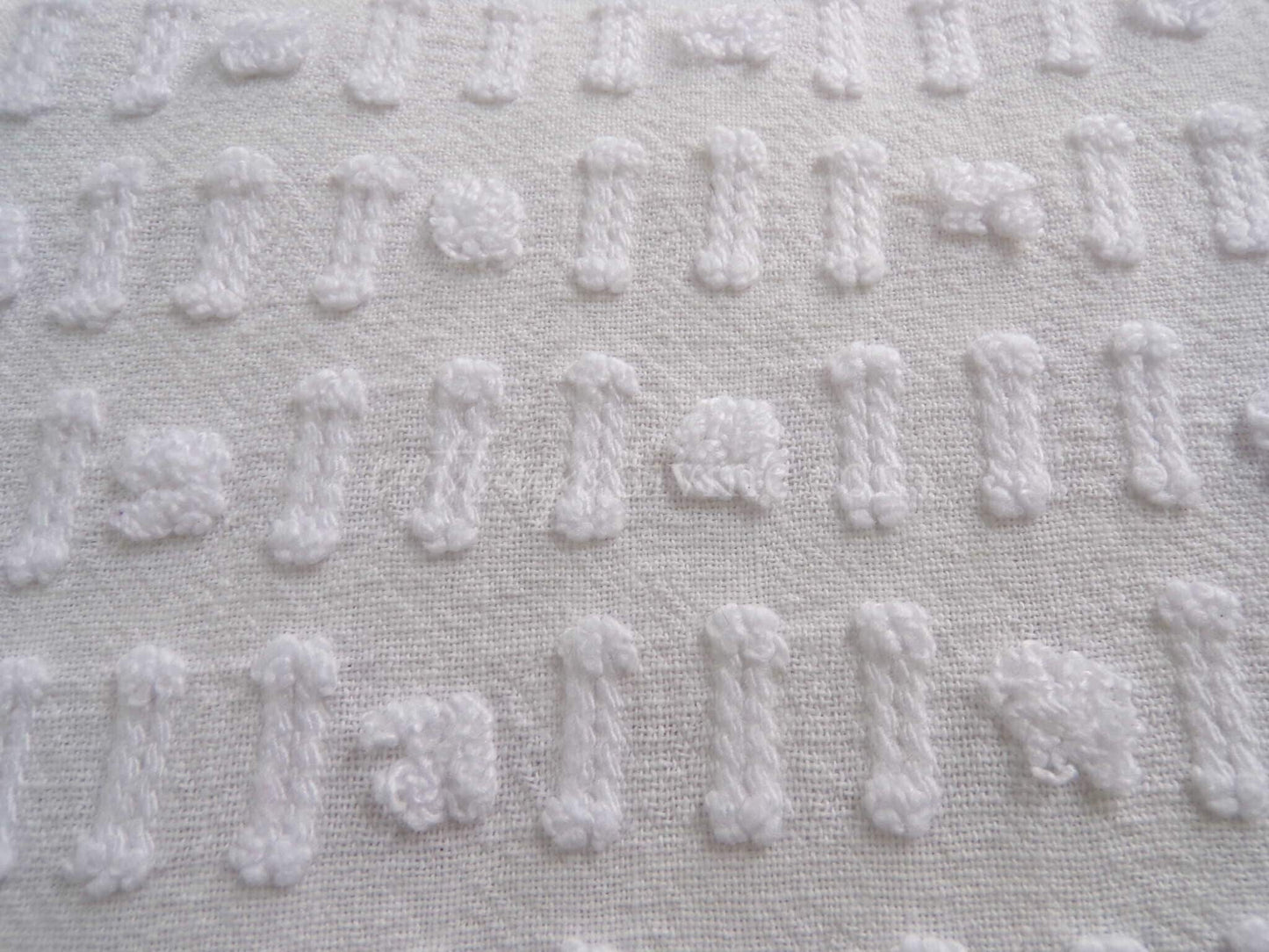 Mini Fabric Bundle, Classic Texture Tuft White, 2 Pieces from Vintage Chenille Bedspreads, 12" x 18" inches each, for Quilts & Crafts