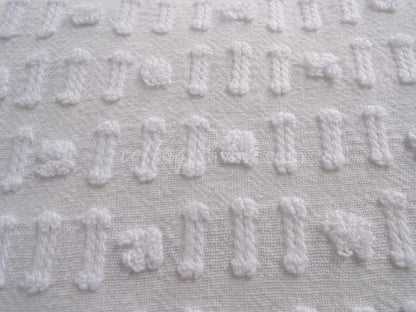 Mini Fabric Bundle, Classic Texture Tuft White, 2 Pieces from Vintage Chenille Bedspreads, 12" x 18" inches each, for Quilts & Crafts