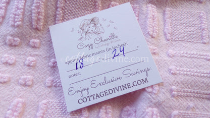 Pastel Pink Checkerboard Vintage Chenille Fabric, 18" x 24" inch piece, Great Texturized Pattern