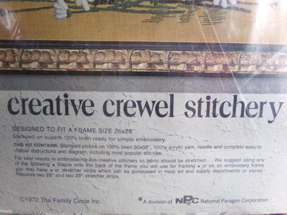GIANT BOUQUET Boho Stitchery Kit, Vintage Paragon Creative Crewel Embroidery, Hippie Wall Hanging Design #0811, Family Circle 1972