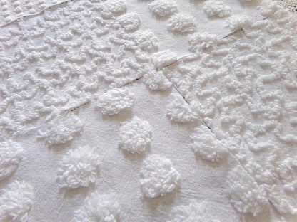 Snow Day White Fabric Squares Cut from Vintage Chenille Bedspreads, 16 Quilt Blocks, 6" x 6" inch each
