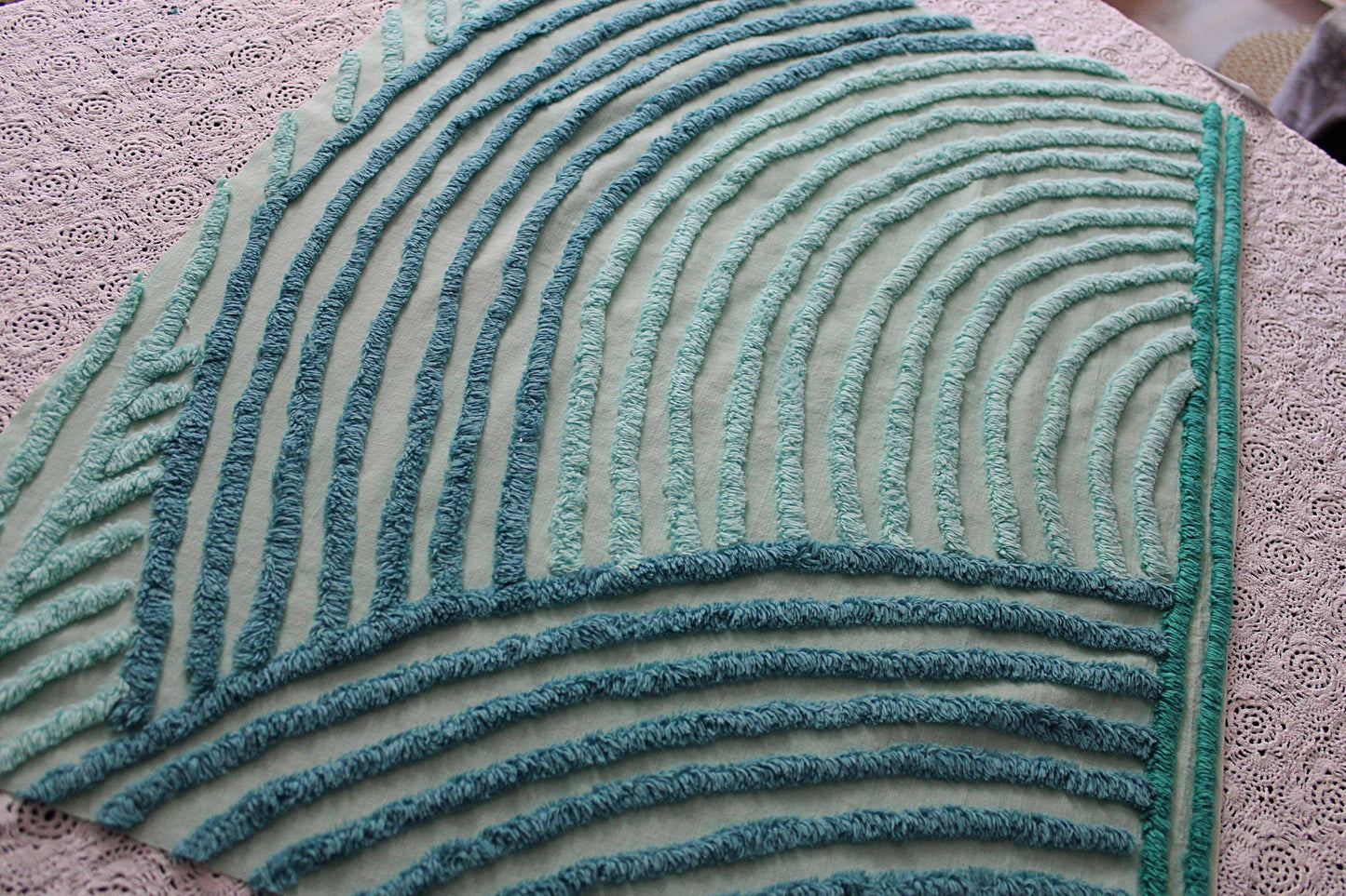 Dramatic Waves Vintage Chenille Fabric Cut from an Antique Chenille Bedspread, 20" x 26" Inch Piece, Unique Bold Design