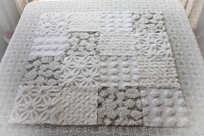 Blizzard Chenille Quilt Squares Set, Rotary Cut from Vintage Chenille Bedspread Fabric, 16 Blocks, 6" x 6" inch each