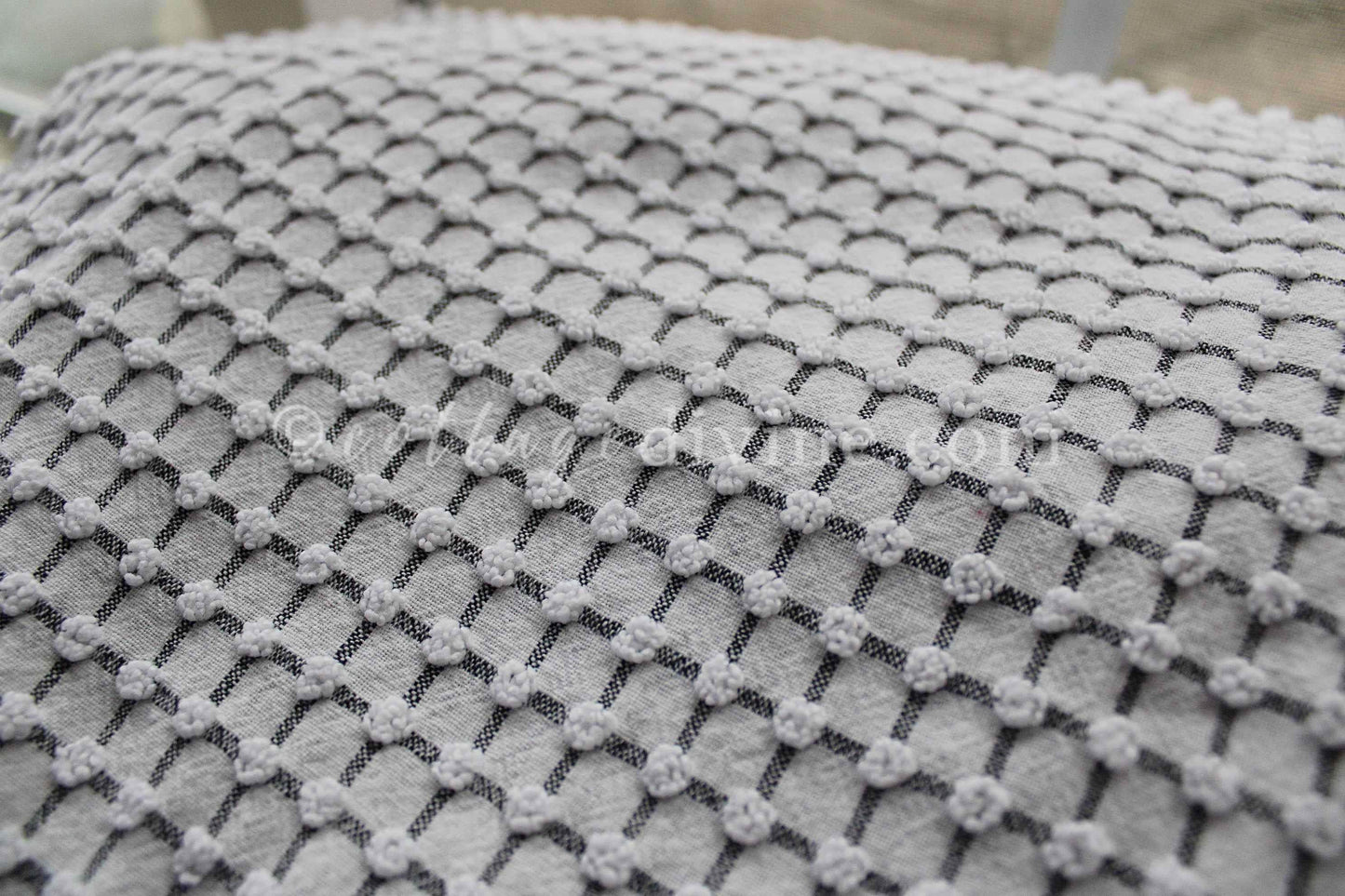 Chic Micro Mini Pop Black & White Vintage Chenille Quilt FABRIC, 18" x 24" Piece, Lightweight Cotton