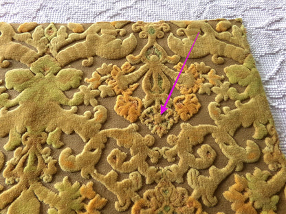 earthtones cut velvet fabric, distressed vintage Bates tapestry style chenille material, 20.5" x 15" piece, popular in boho bags