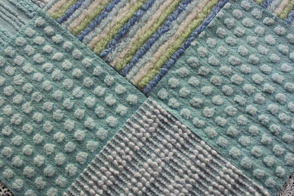 Sea Mist Chenille Quilt Squares Set, from Vintage Bedspread Fabric, 17 Blocks, 6" inch in Coastal Blues, Aqua