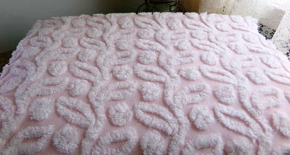 Pink Ivy Berry Vintage Chenille Fabric, Sewing Material for quilts, pillows & crafts, 18" x 24" inch Piece
