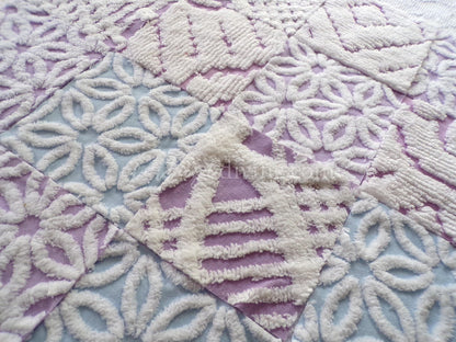 Peaceful Dreams Chenille Fabric Squares Set in Lilac, Blue & White, 16 Vintage Rotary Cut Quilt Blocks, 6" x 6" inch