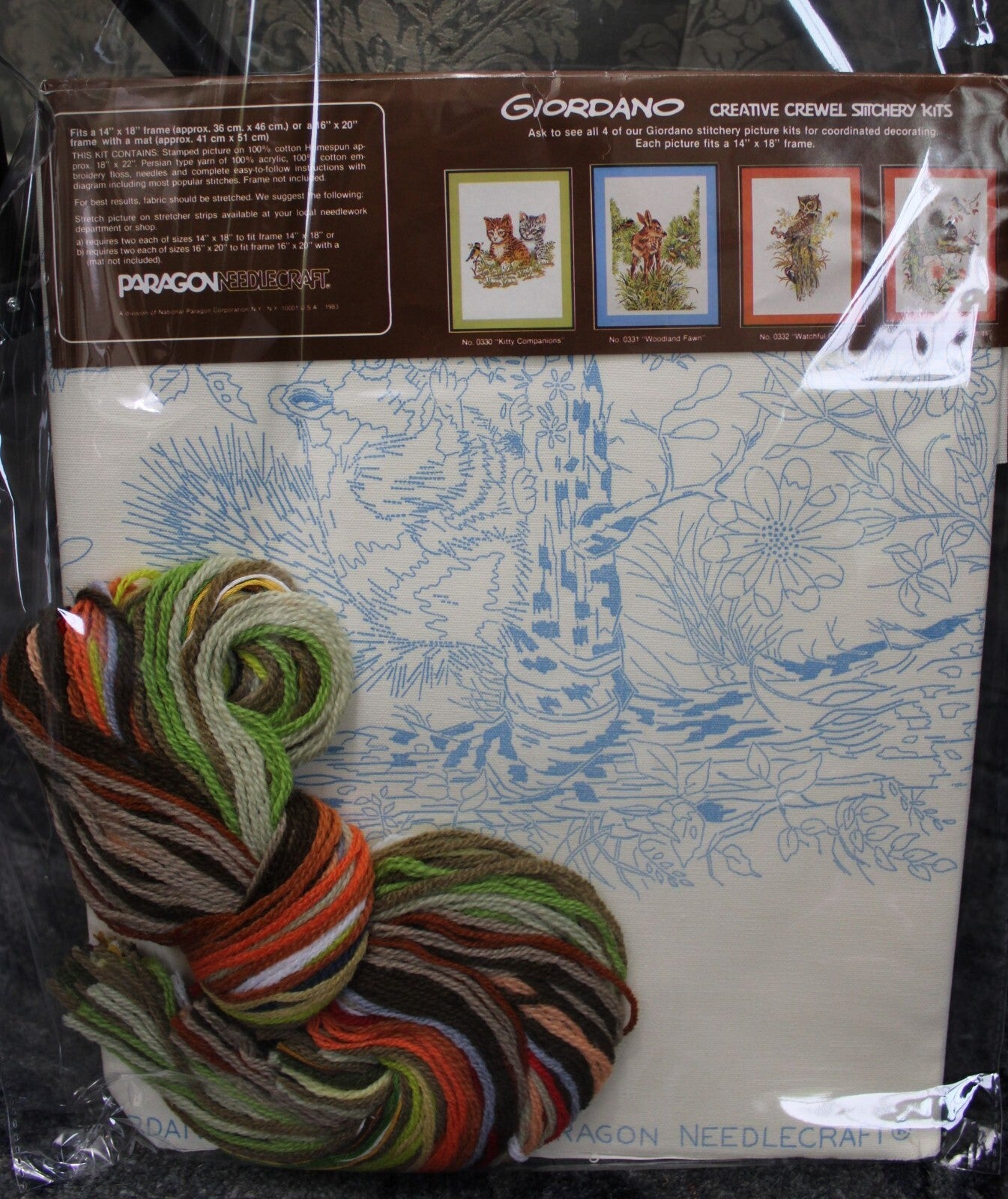 SQUIRREL and FRIENDS Vtg Crewel Embroidery Kit Paragon Stitchery 0333 Giordano