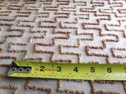 sandy sandcastles vintage chenille fabric, two tone honey golden brown geometric design, 18" x 24" inch piece for quilting, crafts & sewing