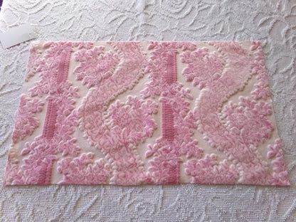 mystic pink cut velvet fabric, vintage Bates tapestry chenille material, a favorite in bags & totes, 13" x 23" inch piece