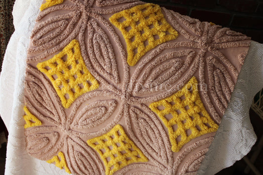 Autumn Sunrise Vintage Chenille Quilt Fabric, 22" x 20" inch Piece, So Pretty for Quilts & Pillows