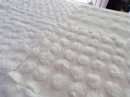 White Chenille Quilt Squares Set, "Serene Snowdrifts" from Vintage Bedspread Fabric, 16 Blocks, 6" inch